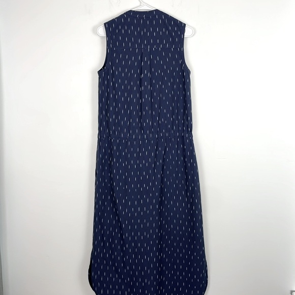 Faherty Blue and White Sleeveless Saylor Ikat Midi Shirt Dress. Size XS. - Picture 10 of 16